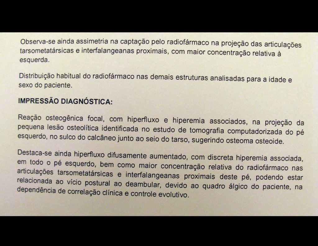 Figura 14: Laudo da TC do pé esquerdo - Continuação.