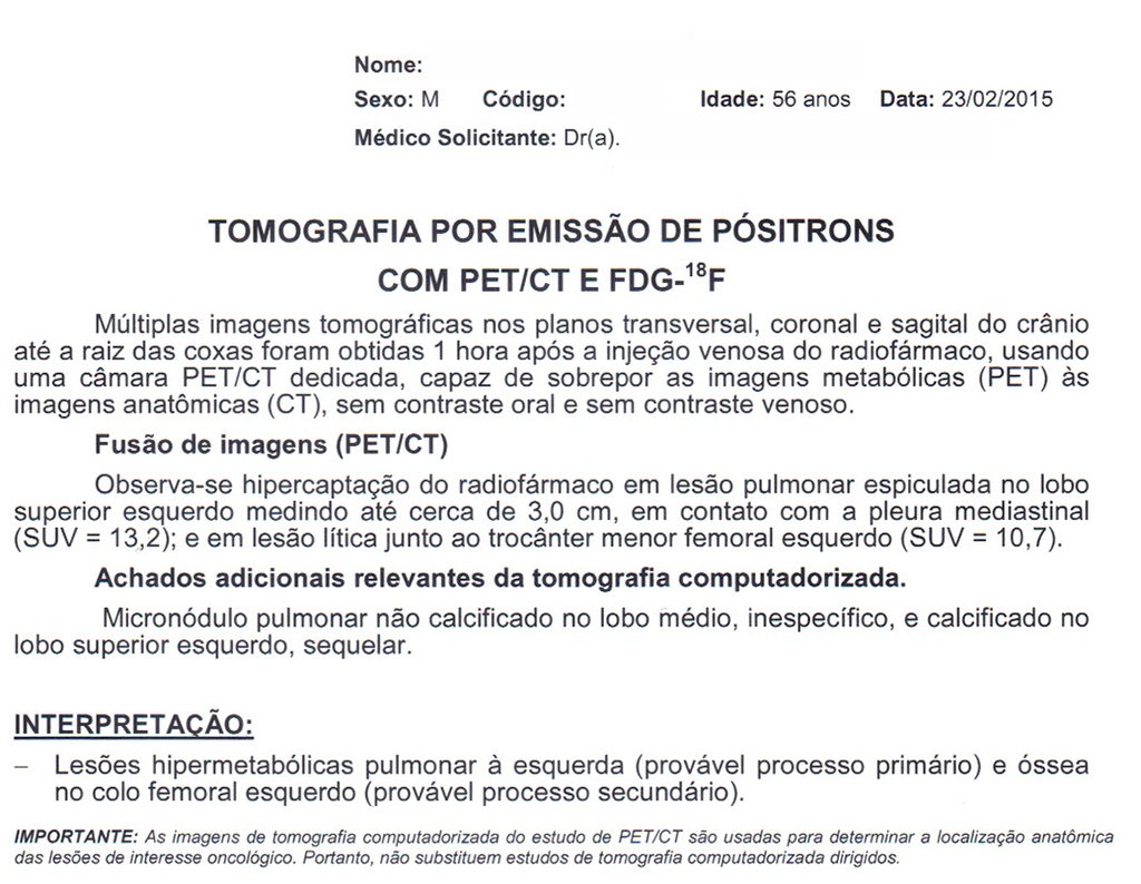 Figura 21: Relatório do Pet-Ct de 23/02/2015.